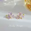 "Jardim Violeta" Brincos e Tarrachas Roxo Florais Super Feéricos para Mulheres Sem Furos na Orelha