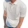 Camiseta Trendy de Manga Corta para Hombre de Verano, Camisa Polo de Algodón Hilo de Hielo Ajustada Estilo Influencer, Top Casual de Color Sólido