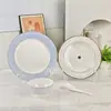 Conjunto de Jantar Europeu Transfronteiriço em Porcelana de Osso Levemente Luxuoso para Uma Pessoa com Senso de Cerimônia, Louça de Alto Valor para Uso Doméstico, Pratos, Xícaras e Pires, Atacado para Presente