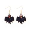 Aretes de serie de Halloween al por mayor del fabricante, aterradores y divertidos, fantasma, murciélago, araña, aretes de calavera