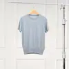 Warren Hailong Kw035 Verano Absorbe el Sudor, Transpirable, Amigable con la Piel, Lana Suave como una Nube de Cuello Redondo de Manga Corta Tejido para Mujer