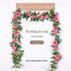 Rattan de Rosa Simulado, Flor Falsa Flor de Seda, Vinha de 10 Cabeças, Sala de Estar Interna, Decoração de Tubo de Água, Planta de Flor de Plástico