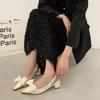 Versátiles Elegantes Puntiagudos Cuadrados con Falda Tacón Grueso Planos 2025 Nuevo Estilo Francés Puntiagudos Pequeños Fragantes Sandalias de Verano para Exteriores para Mujer