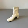 Botines elásticos de cuero genuino para mujer, con interior que aumenta la altura 6CM, punta cuadrada, tobillo elástico, nuevos botines versátiles y ajustados 2026, Botas Martin