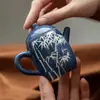 Tetera de Bambú Azul Pintada a Mano Mi Yan Sha Tetera de Porcelana Blanca Hecha a Mano con Filtro Tetera Individual Doméstica Tetera de Kung Fu Completa