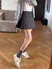 Saia Cinza Evasê com Fenda Lateral, Feminina Primavera/Verão 2026 Saia de Terno Emagrecedora Plus Size que Esconde a Barriga A10768