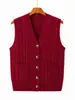 Chaleco cárdigan para hombre, cuello de corazón de pollo de anciano, suéter, chaleco cálido engrosado, holgado, murciélago