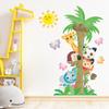 Nuevo LD94013 caricatura soleado pequeño animal jirafa panda elefante cocotero habitación infantil pegatina de pared decorativa