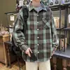 Camisa de manga larga para hombre, de invierno, moderna, estilo americano, ropa de trabajo, chaqueta de camisa a cuadros extragrande, ropa negra para hombre