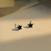 Pendientes Mínimos Geométricos Negros Personalizados de Plata de Ley S925 Clásicos Cuadrados Redondos Triángulo Corazón para Hombres y Mujeres