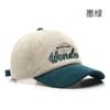 Boné com Aba de Veludo Cotelê Estilo Retrô Japonês Feminino Outono e Inverno com Blocos de Cor e Letras para Esportes ao Ar Livre Masculino Quente Proteção de Orelha Boné de Beisebol