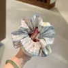 Goma para el pelo estilo coreano de cuadros ab-sided, doble capa, con ribete, de alta gama, moldeadora de cintura, accesorio para el pelo moderno y dulce