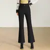 Calça flare soltinha e estilosa, novo modelo outono e inverno 2026, espessa, quente, forrada com fleece, calça longa casual de corte amplo