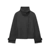 Comercio Exterior Otoño Nueva Llegada Estilo Europeo y Americano Moda Femenina Casual Holgado Chaqueta Abrigo Cruzada Negro Caqui Gris Oscuro