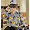 Moletom Infantil Primavera e Outono Novo Camiseta Básica Infantil para Meninos, Top Elegante e Versátil de Manga Comprida, Versão Coreana Moderna