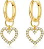 Pendientes de Flor de Cuatro Hojas con Circonita Microincrustada de Cobre, Moda Transfronteriza Europea y Americana para Mujer, Pendientes Elegantes Apilables, Juego de 2 Piezas