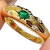 Anillo de Estrella Esmeralda de Lujo Ligero de Gama Alta Diamante Destellante Nicho Exquisito Simple Moda Nacional Nuevo Chino Anillo para Dedos Apilables