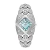 Relógio Feminino de Luxo Leve Nicho Xiaohongshu com Pulseira de Folha Cravejada de Diamantes, Bracelete Totalmente Cravejado de Diamantes de Alta Qualidade, Relógio Quadrado Geométrico a Quartzo