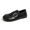 Sapatos femininos de couro macio estilo francês retrô, coleção nova 2026, sapatilhas slip-on, versáteis para uso profissional e casual