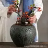 Jarrón Pequeño de Cerámica Jingdezhen Estilo Chino Vintage Desgastado para Sala de Estar Arreglo de Flores Secas, Decoración de Entrada, Maceta de Cerámica, Maceta de Cerámica Gruesa
