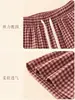 Pantalones de pierna ancha a cuadros estilo coreano que no aprietan el estómago, holgados y casuales, en un estilo relajado, talla grande, adecuados para caminar, versátiles para usar en casa y al aire libre.