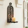 Suporte de Velas Artesanal de Ferro Fundido Criativo Retro Nórdico com Design Oco em Forma de Arco Decoração de Parede para Restaurante, Bar, Ktv Decoração de Parede