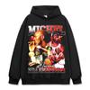 Camiseta de manga corta con estampado retro americano de estilo transfronterizo, lavada, de manga larga, cuello redondo, holgada, 420 g, con capucha para hombre