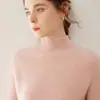 Suéter de cachemira marca Bai Cai Rong 2026 con mangas raglán, cuello semi alto, diseño versátil, corte holgado, suave y amigable con la piel