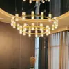 Lustre circular de cristal pós-moderno para suítes de hotel, restaurantes, salas de jantar privativas e projetos de catering, luminária de dupla camada