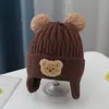 Gorro de Punto para Bebé Oso, Engrosado para Otoño e Invierno, Cálido y Protector de Orejas, Lindo Diseño con Pompón, Gorro de Lana para Bebé, Unisex para Niños y Niñas, Estilo para Ponerse