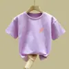 Camiseta Casual de Manga Curta com Gola Redonda para Meninas Verão 2026 Novo Estilo Camisa Solta Estilo Western de Algodão Puro Top de Manga Meia