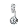 Anel de Umbigo de Aço Inoxidável com 3 Diamantes Moda Europeia e Americana Flor com Pedras Strass Incrustadas Stud de Umbigo Novo Pingente Atacado Stud de Umbigo