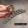 Pin de Perla Gris Plateado de Alta Gama para Celebridades Femeninas de Internet, Pin de Tiburón de Cristal de Lujo Ligero, Pinza para el Cabello de Nuevo Estilo con Gran Volumen y Pinza Completa para el Cabello