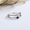 Nuevo concepto anillo de plata de ley s925 líneas irregulares circón negro tendencia retro viento frío viejo anillo doble