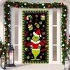 Decoração de capa de porta de Natal transfronteiriça, cortina de porta de monstro verde Grinch, pendente de porta de monstro de Natal, capa de porta de tapeçaria de Ano Novo