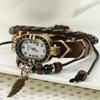 Reloj de pulsera de cuero vintage tejido nuevo directo de fábrica, relojes de cuero para hombres y mujeres, reloj de pulsera de piel de vaca con hojas