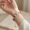 Pulsera de Perlas de Agua Dulce y Piedra Shoushan de Color Contrastante Estilo Chino Hecha a Mano Ágata Roja Artística Retro Nueva Pulsera de Perlas China para Mujer