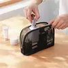 Nova Bolsa de Maquiagem de Rede de Nylon Transparente para Mulheres, Armazenamento de Cosméticos de Viagem, Necessaire Simples, Atacado com Impressão de Logo