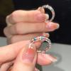 Anillo Arcoíris para Mujer Diseño Nicho Ins Anillo de Dedo Índice de Alta Gama Circonita Apertura Ajustable Fila Diamante Popular Anillo Liso Tendencia