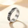 Nuevo Anillo Giratorio para Joyería Europeo y Americano de Acero Inoxidable 304 Anillo de Descompresión Tamaño Americano Estándar Anillo Giratorio Patrón de Ola