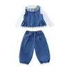 Conjunto de Chaleco de Mezclilla para Niñas, Moda Coreana Casual de Primavera y Otoño 2025, Ropa Exterior de Otoño para Bebé