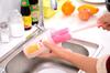 Esponja de descontaminación multifuncional cepillo de limpieza color caramelo cepillo para biberón cepillo para botella tipo pétalo mango largo fácil cepillo para taza
