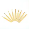 Mango de Bambú Ganchillo Amazon Mango de Bambú Blanqueado Cabeza Dorada Aguja de Bambú Gancho para Lana Herramienta de Tejer DIY Juego de Ganchos
