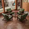 Juego de Mesa y Sillas para Cafetería, Casa de Té, Bar, Tienda de Té de Leche, B&B, Hotel, Área de Ocio, Sillón Individual Estilo Vintage