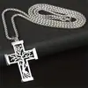 Amazon Moda Popular Transfronteriza Versátil Collar Árbol de la Vida Hueco Collar con Colgante de Cruz de Acero Inoxidable