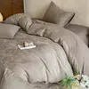 Juego de 4 piezas jacquard de algodón 100% tejido grueso de los años 60, funda de edredón de algodón puro, sábana plana, sábana ajustable, ropa de cama de alta gama para dormitorio principal