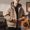 Chaqueta de lana de cordero para hombre otoño e invierno ropa de trabajo retro americana con forro polar engrosado chaqueta acolchada de algodón para hombre marca de moda chaqueta casual con capucha