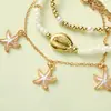 Tobillera con Colgante de Estrella de Mar que Gotea Aceite de Alta Gama Transfronteriza para Mujer Cadena para Clavícula Estilo Playa Océano Personalizada Vacaciones Simple y Versátil