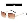 Nuevas Gafas de Sol de Moda Europea y Americana sin Montura, con Acabado de Recorte, Cuadradas, Degradadas Multicolor, para Mujer, Gafas de Sol de Moda Transfronteriza
