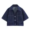 Saia-calça de camisa marca Z Europeia e Americana jeans de abotoamento duplo curta cross-border AliExpress mais vendido INS jeans top feminino confortável ZA